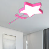 Star Acrylic Ceiling Light For Modern Kids Bedroom - Flush Mount Fixture Pink