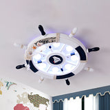 Coastal Led Acrylic Ceiling Flush Lamp In White/Orange/Blue For Bedroom