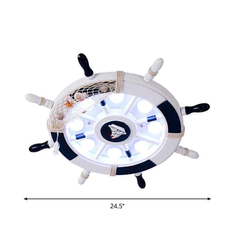 Coastal Led Acrylic Ceiling Flush Lamp In White/Orange/Blue For Bedroom