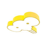 Kids Elephant Face Led Flush Mount Ceiling Light Fixture In Red/Pink/Yellow Acrylic For Bedchamber
