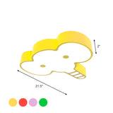 Kids Elephant Face Led Flush Mount Ceiling Light Fixture In Red/Pink/Yellow Acrylic For Bedchamber