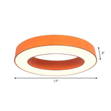 Kids Led Flush Light Fixture - Warm/White/Natural Orange Ring Design