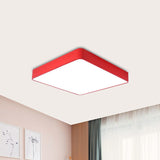 Kids Square Led Flush Light Fixture In Acrylic White/Red/Yellow - Warm/White