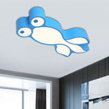 Simplicity Led Flush Mount Light With Acrylic Shade - Yellow/Blue Goldfish Design Blue