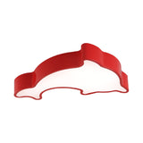 Cartoon Dolphin Led Flushmount Light For Childrens Room - Acrylic Ceiling Mounted Green/Blue/Red