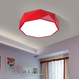 Led Parlor Flush Mount Lighting Fixture - Contemporary Red/Yellow/Green Ceiling With Acrylic Shade