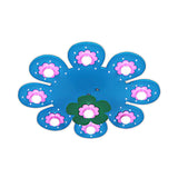 9-Light Flower Flush Mount Kids Wood Ceiling Lamp For Nursing Room And Girls Bedroom