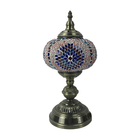 Vintage Bronze Table Lamp With Colorful Glass Shade - 1 Head Bedroom Task Lighting