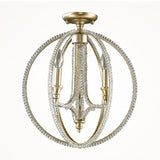 Crystal Gold Finish Semi Flush Ceiling Lamp With 3 Globe Heads - Traditional Lighting For Living