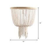Traditional Flushmount Wood Flush Ceiling Lamp With White Bead Chain - 1 Bulb Bedroom Lighting