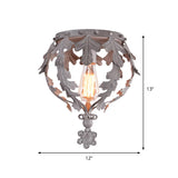 Rustic Grey/White/Gold Metal Leaf Crown Flush Light Ceiling Lamp For Corridor