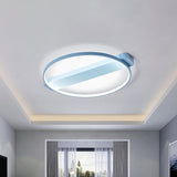 18/22 Kids Led Macaron Yellow/Pink/Grey Ceiling Light Fixture With Round Metal Frame Blue / 18
