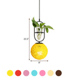 Macaron 1-Head Rattan Hanging Ceiling Light In Beige/Red/Pink With Plant Pot - Kitchen Pendant