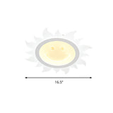Child Bedroom Led Flush Ceiling Light: Lovely White Smiling Sun Acrylic Lamp