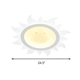 Child Bedroom Led Flush Ceiling Light: Lovely White Smiling Sun Acrylic Lamp