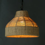 Handcrafted Jute Rope Pendant Light - Rustic Brown Trumpet/Bowl/Truncated Cone Shaped For