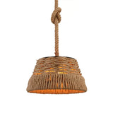 Rustic Hand-Weaved Tapered Pendant Light - Brown Finish