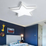 Kids Acrylic Led Flush Mount Ceiling Light In White For Boy’s Bedroom - Slim Panel Star Design /