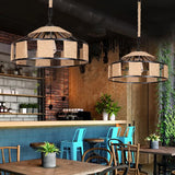 Iron Barn Pendant Light Fixture - Rustic Single-Bulb Ceiling Lamp With Roped Design In Brown Ideal