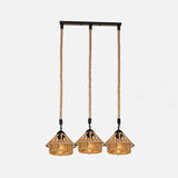 Handcrafted Cottage Brown Rope Pendant Light Fixture - 3/6-Light Mini House Multi Round/Linear