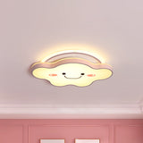 Cartoon Acrylic Cloud Led Flush Mount Ceiling Lamp In White Light - Gold/Blue/Pink 19.5’/25.5’ Wide