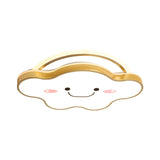 Cartoon Acrylic Cloud Led Flush Mount Ceiling Lamp In White Light - Gold/Blue/Pink 19.5/25.5 Wide