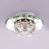 Clear Crystal Flush Mount Ceiling Light - Round Fixture / Warm