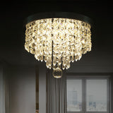 Glamorous Crystal Drum Ceiling Light In Chrome - Flush Mount Fixture Clear / 12 Warm