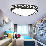 Modern Led Baby Room Ceiling Light - Hollow Triangle Metal Acrylic Fixture Black / White