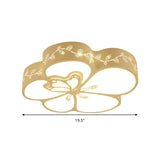 Modern Led Ceiling Light With Butterfly Metal Flush Mount For Girls Bedroom - White