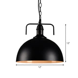 Rustic Metallic Porch Pendant Light With Black Suspension - 1 Bulb