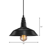 Country Style Metal Black Barn Pendant Ceiling Light With Plug-In Kitchen Bulb