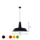 Industrial Barn Shade Pendant Lamp - Red/Yellow/White Finish Hanging Light Kit