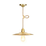 Iron Gold Pendant Lamp With Flat/Bowl/Cone Shade & Single-Bulb - Vintage Suspension Fixture