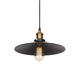 Factory Flying Saucer Ceiling Pendant 8.5/12 Wide Metal Hanging Lamp - Black Single-Bulb Design