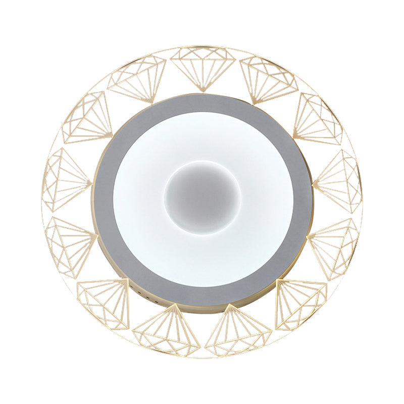 Led Round Ceiling Light With Diamond Wire - Modern Acrylic Lamp White Ideal For Kindergarten Beige /