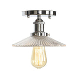 Clear Ribbed Glass Flushmount Farmhouse Bell-Chrome Ceiling Light Chrome / F