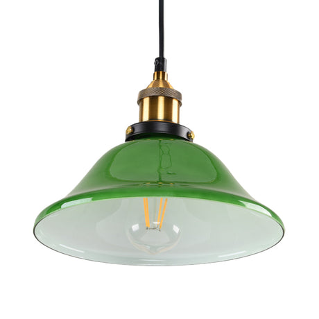 Vintage Brass Green Glass Carillon Pendant Light Fixture - 1-Light Suspension For Guest Room 8/10