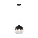 Industrial Clear Glass Pendant Light - Black 1-Light Fixture Mason Jar Hanging Lamp Kit With