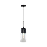 Industrial Clear Glass Pendant Light - Black 1-Light Fixture Mason Jar Hanging Lamp Kit With