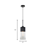 Industrial Clear Glass Pendant Light - Black 1-Light Fixture Mason Jar Hanging Lamp Kit With