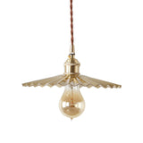 1 Bulb Rustic Radial Wave Brass Pendant For Dining Room Lighting