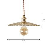 1 Bulb Rustic Radial Wave Brass Pendant For Dining Room Lighting