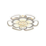 Modern Acrylic Petal Flush Mount Led Ceiling Light - 20.5/27 W Warm/White Round Design White Finish