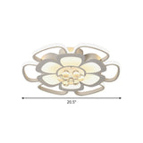 Modern Acrylic Petal Flush Mount Led Ceiling Light - 20.5/27 W Warm/White Round Design White Finish