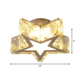 Clear Crystal Led Star Flush Mount Ceiling Light - Contemporary Design For Corridors 6.5/10 Width