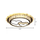 Modern Round Crystal Ceiling Lamp With Stainless-Steel Led Flush Mount Lighting And Heart/Flower