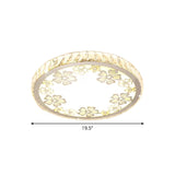 Modern Crystal Led Ceiling Light: Round Flush Mount With Warm/White Light And Butterfly/Petal