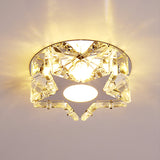 Simplicity Crystal Block Stainless-Steel Circle/Star Led Flush Mount Ceiling Light For Corridor