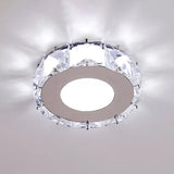 Simplicity Crystal Block Stainless-Steel Circle/Star Led Flush Mount Ceiling Light For Corridor